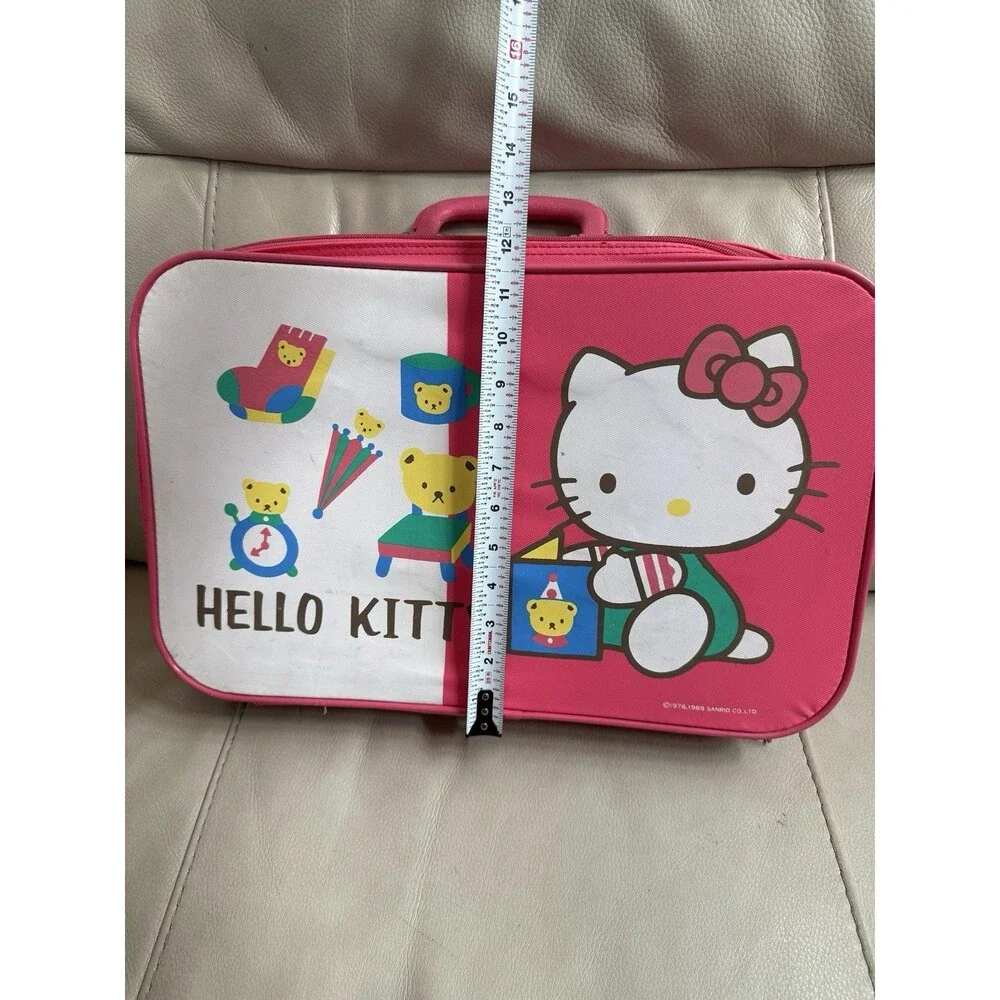 VTG Hello Kitty Sanrio Luggage Bag Suitcase 1989 Pink 18x12 Zipper HTF Design